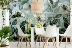 Plants in white dining room